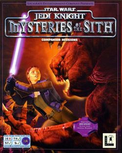 Box artwork for Star Wars Jedi Knight: Mysteries of the Sith.