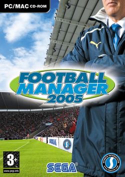 Box artwork for Football Manager 2005.