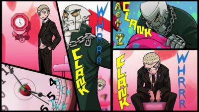 (2) "Fuyuhiko can't sleep...?" And (3) "Alarm set for 5:30 a.m. It's 5:00 a.m. right now..."