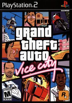 Box artwork for Grand Theft Auto: Vice City.
