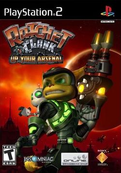 Box artwork for Ratchet & Clank: Up Your Arsenal.