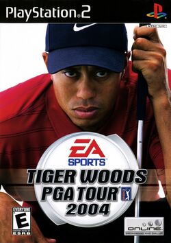 Box artwork for Tiger Woods PGA Tour 2004.