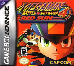 Box artwork for Mega Man Battle Network 4: Red Sun and Mega Man Battle Network 4: Blue Moon.