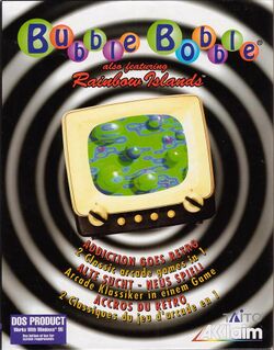 Box artwork for Bubble Bobble also featuring Rainbow Islands.