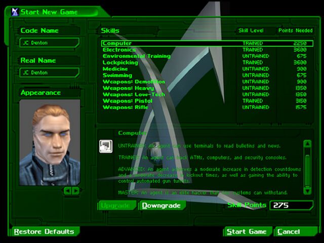 Deus Ex/Character creation — StrategyWiki | Strategy guide and game ...