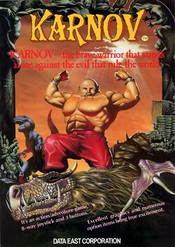 Box artwork for Karnov.