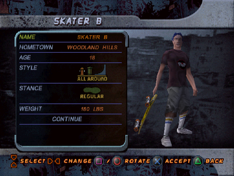 Tony Hawk's Pro Skater 2/Create Skater — StrategyWiki | Strategy guide ...