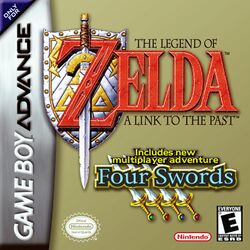 Box artwork for The Legend of Zelda: Four Swords.