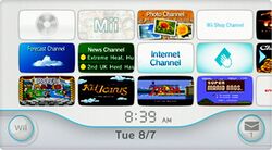 The Wii Menu featuring a number of channels.