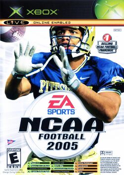 Box artwork for NCAA Football 2005.