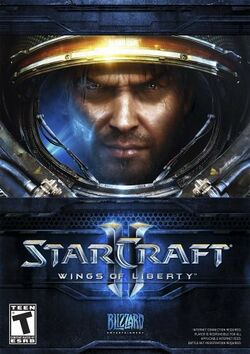 Box artwork for StarCraft II: Wings of Liberty.