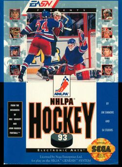Box artwork for NHLPA Hockey '93.