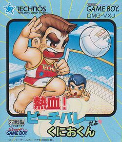 Box artwork for Nekketsu! Beach Volley da yo Kunio-kun.