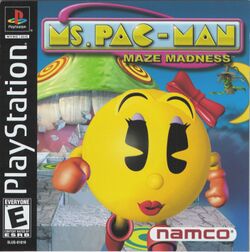 Box artwork for Ms. Pac-Man Maze Madness.
