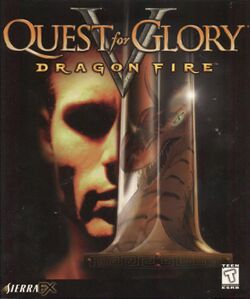 Box artwork for Quest for Glory V: Dragon Fire.