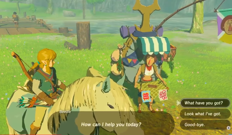File:BotW Link talking to Beedle.png