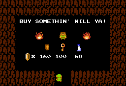 Shop screenshot from The Legend of Zelda