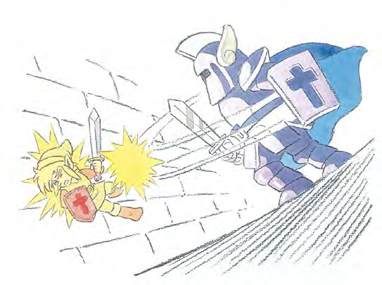 File:TLoZ Link Getting Hit by a Darknut Blue Artwork.png
