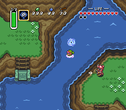 The Whirlpool Waterway close to the Magic Shop in Zora's River in A Link to the Past