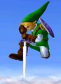Link performing the Down Thrust in Super Smash Bros. Melee