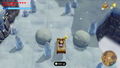 A promotional screenshot of Zelda using an Old Bed on Hebra Mountain
