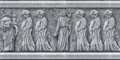 A carving in the Temple of Time depicting what seems to be the Seven Sages, with one of them holding the Dominion Rod