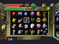 The Inventory screen showing masks from Majora's Mask