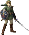 Link with the Master Sword in Super Smash Bros. Brawl