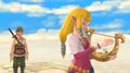 Zelda using the Goddess's Harp from Skyward Sword