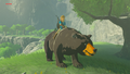 Link riding a Honeyvore Bear from Breath of the Wild