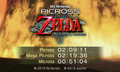 Title screen showing completion times