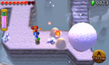 Icy Enemies and rolling Snowballs are a double threat in Stage 3