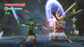 Link fighting a Stalfos