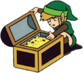 Artwork of Link opening a Treasure Chest from The Legend of Zelda