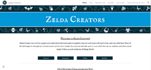 Screenshot of the Zelda Creators homepage