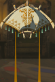 The Paraglider with the Zonai Fabric equipped from Tears of the Kingdom