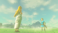 Link and Zelda beneath a tree