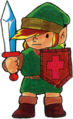 Link holding his Sword and Shield