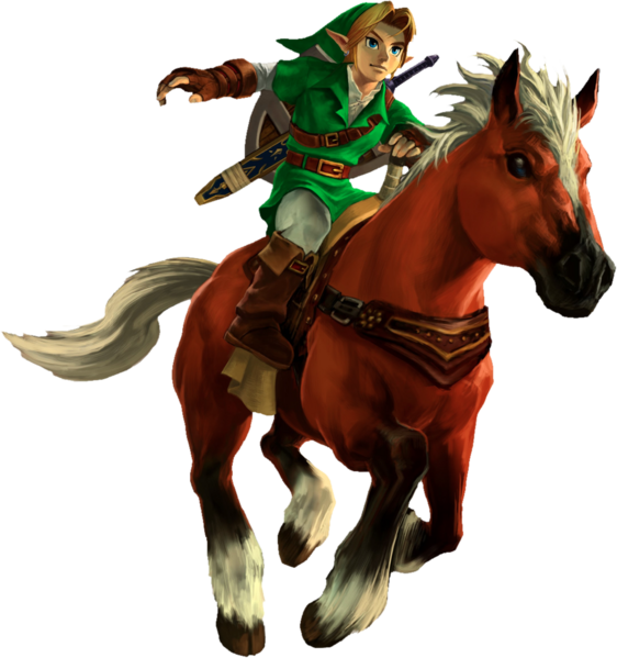File:OoT3D Link and Epona Artwork.png