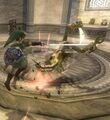 Link using the Back Slice on a Lizalfos