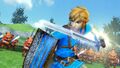 Link fighting while wearing his Breath of the Wild-themed Costume