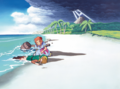 Artwork of Marin finding Link in Toronbo Shores from Link's Awakening