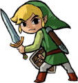 Green Link turning around from Four Swords