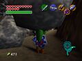 Adult Link lifting a large rock with the help of the Silver Gauntlets