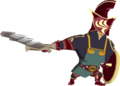 A red, Shield-carrying Darknut with its body armor removed from The Wind Waker
