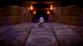 A screenshot of Link inside the Suthorn Ruins.