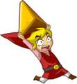 Artwork of Red Link running while holding a Force Gem from Phantom Hourglass