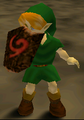 Link wielding the Deku Shield from Ocarina of Time