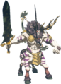 A Silver Lynel wielding a Royal Claymore from Tears of the Kingdom
