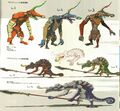 Concept art of a Black Lizalfos and other Monsters from Breath of the Wild